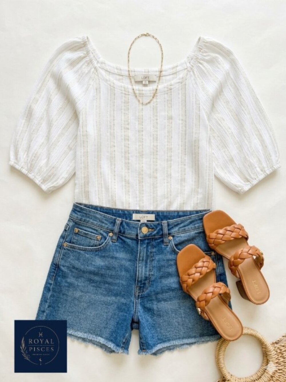White Top with stripes of gold and silver foil